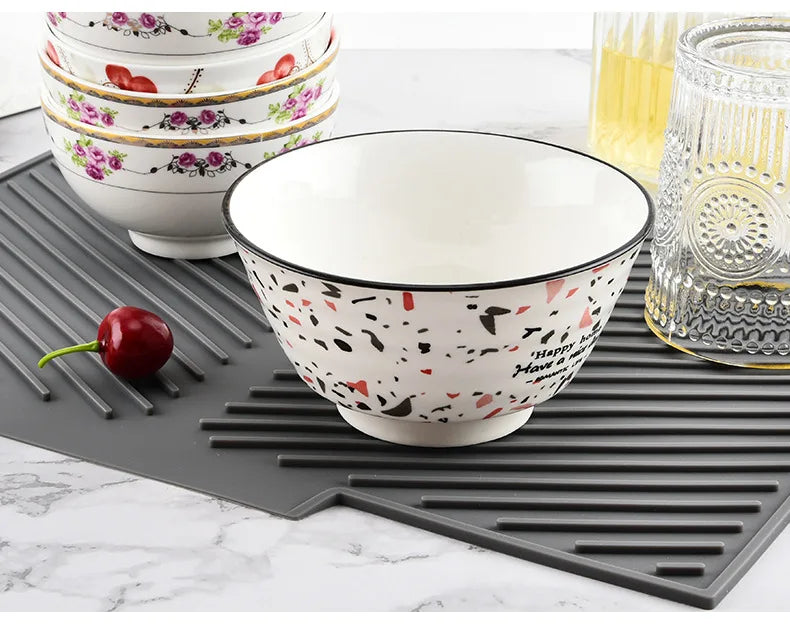 Dish Drying Mat-Silicone Drying Pad Counter Non-Slip Drain