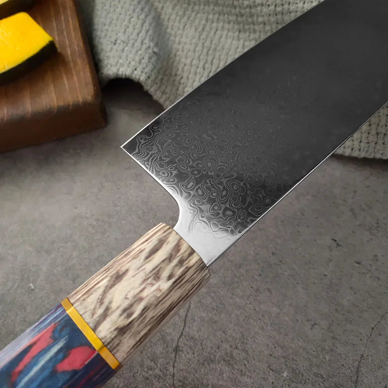 Damascus Knives Meat Cleaver Wooden Handle Chef Slicng