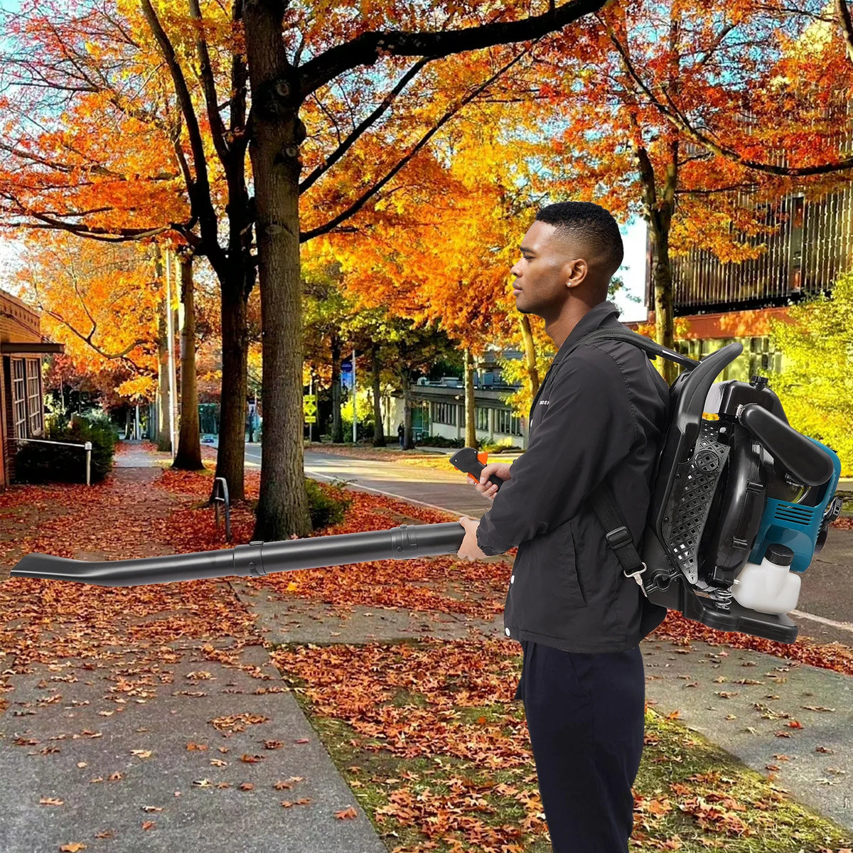 75 6cc 4-Stroke Gas Backpack Leaf Blower 2600w