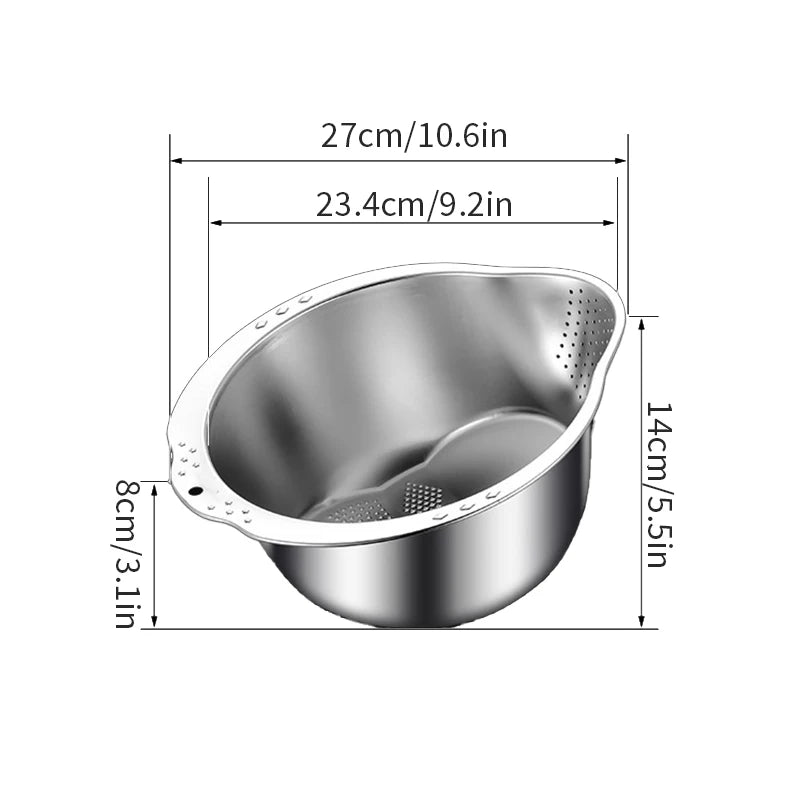 Rice Washer Strainer Bowl Stainless Steel Rice Washing