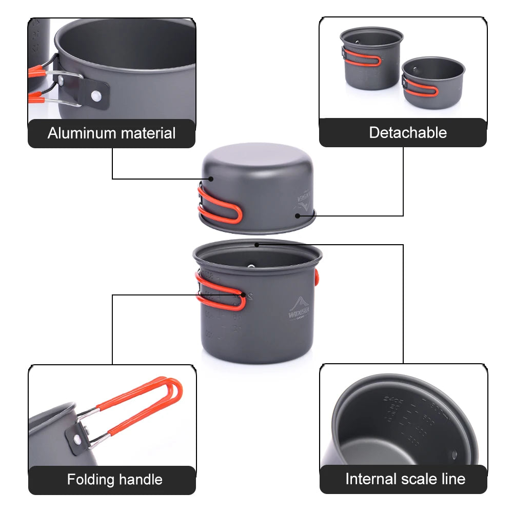 Widesea Camping Tableware Outdoor Cooking Camping Cookware Travel
