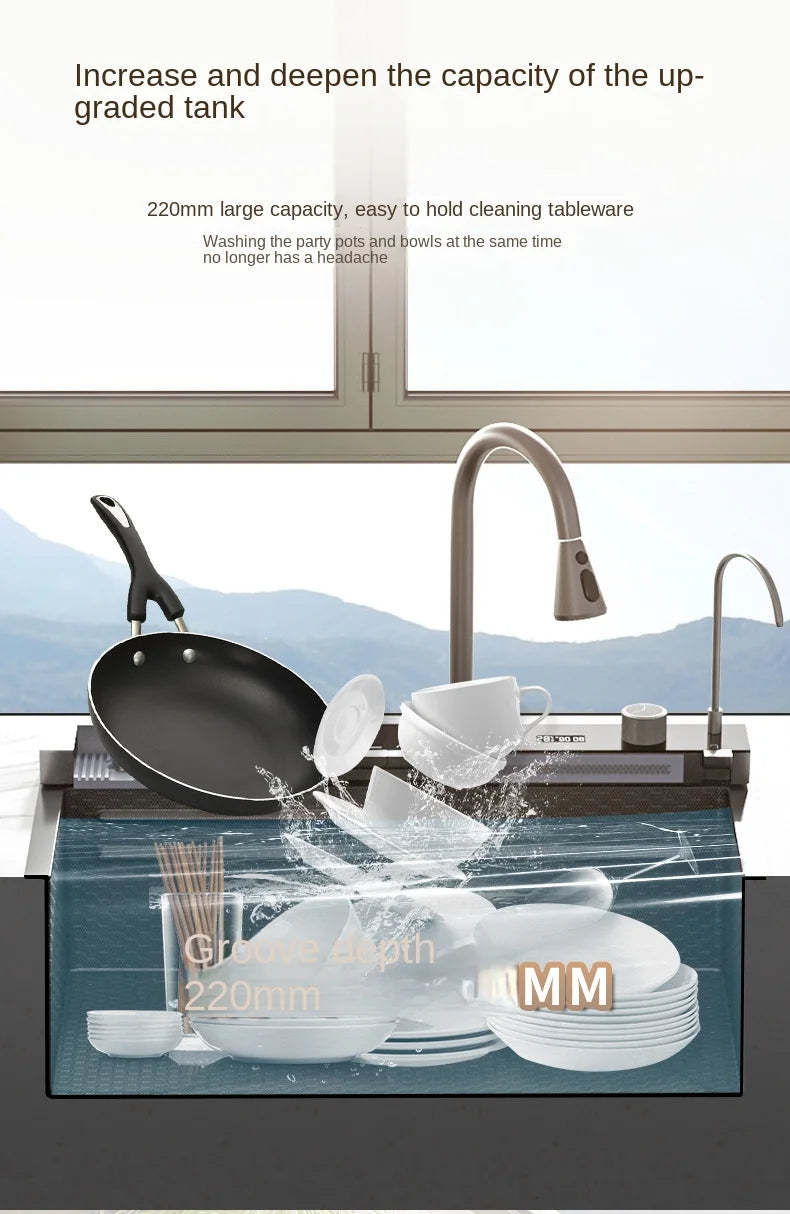 Integrated Waterfall Sink Honeycomb Technology Large Digitial