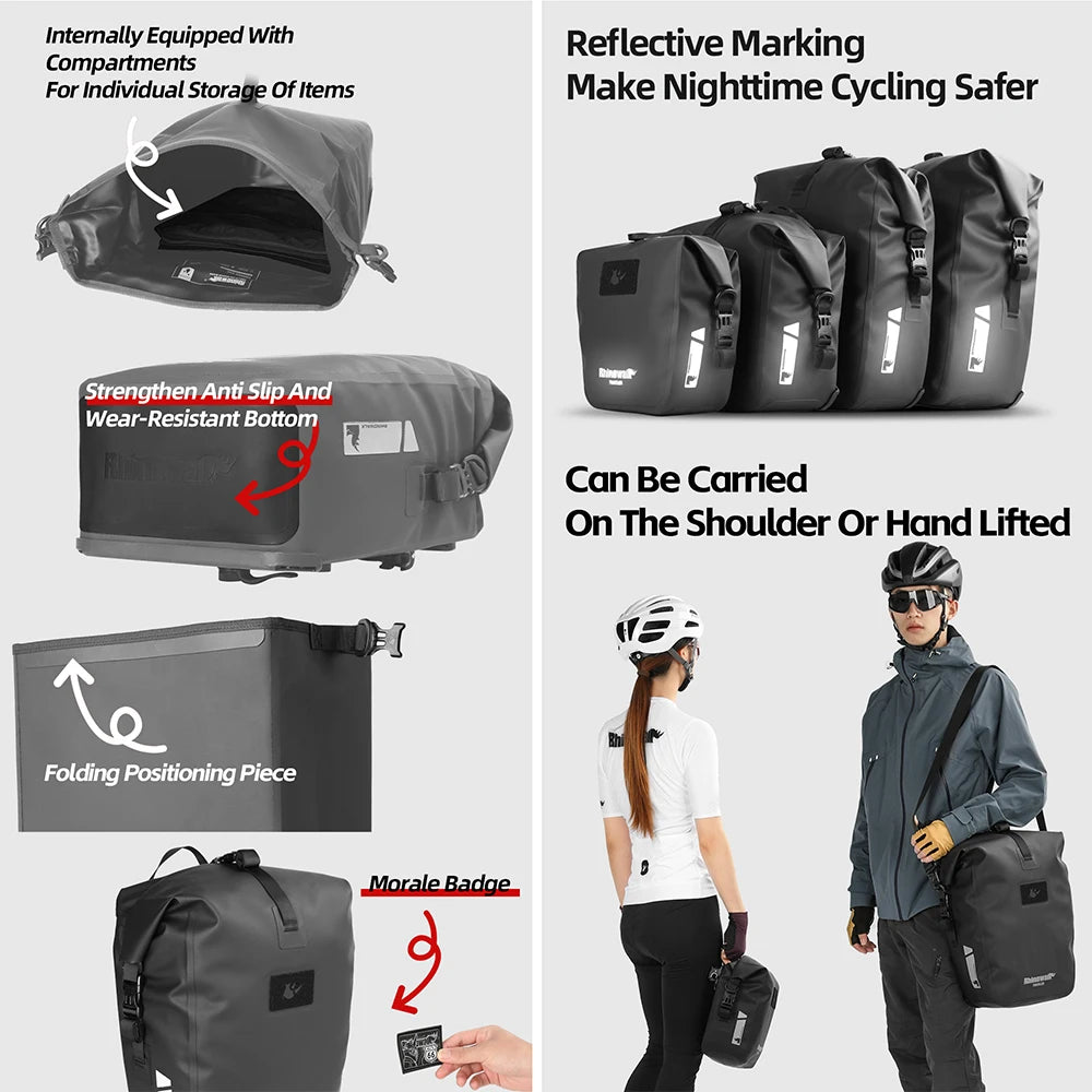 Rhinowalk Bicycle Pannier Bag Waterproof 6l 12l 20l