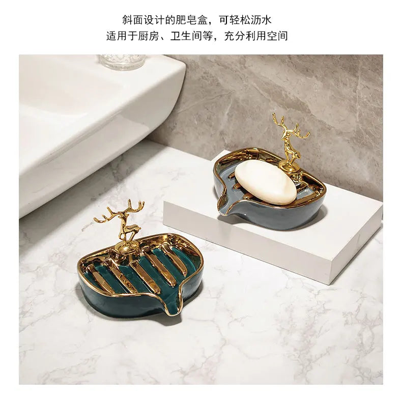Ceramic Soap Box Soap Dish Bathroom Supplies Drain