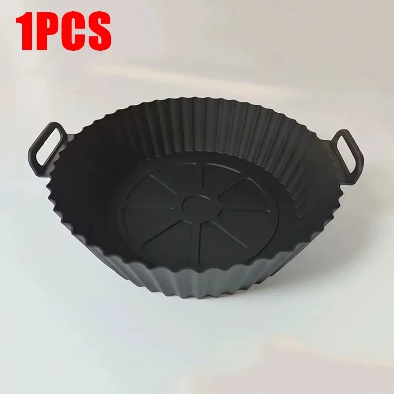 1pc Air Fryer Silicone Baking Tray Mat Circular