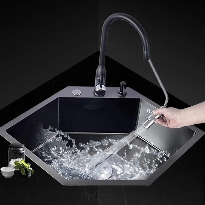 Diamond Shaped Sinks Stainless Steel Creative Corner Dish