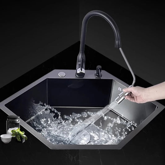 Diamond Shaped Sinks Stainless Steel Creative Corner Dish