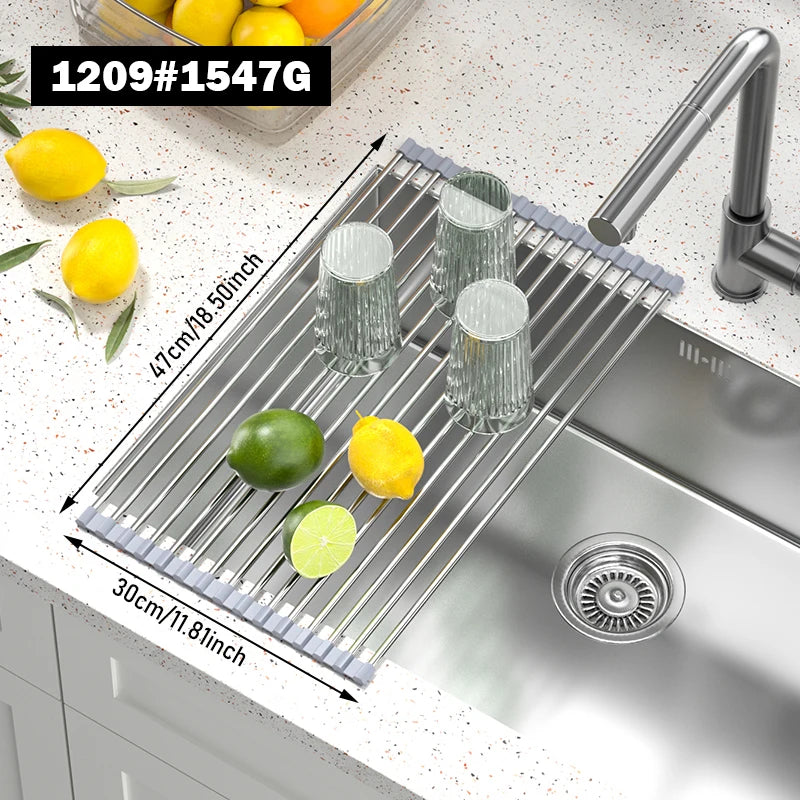 Roll Up Dish Drying Rack Over Sink Stainless