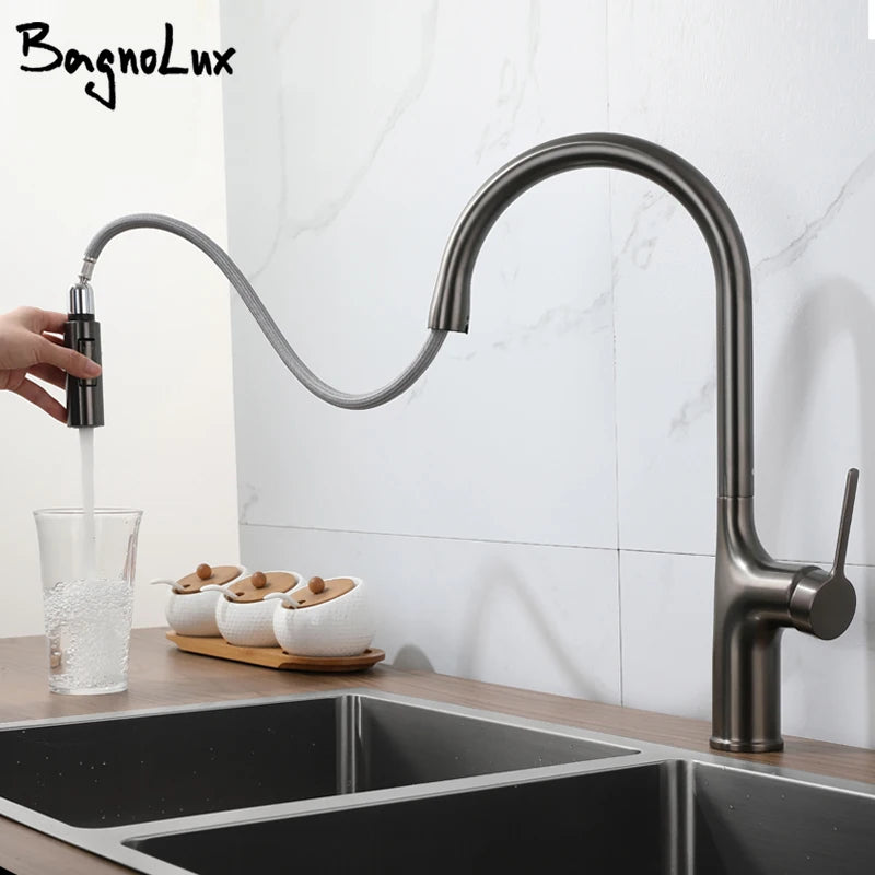 Deck Mounted Faucet Pull Out Mixer Tap Bagnolux
