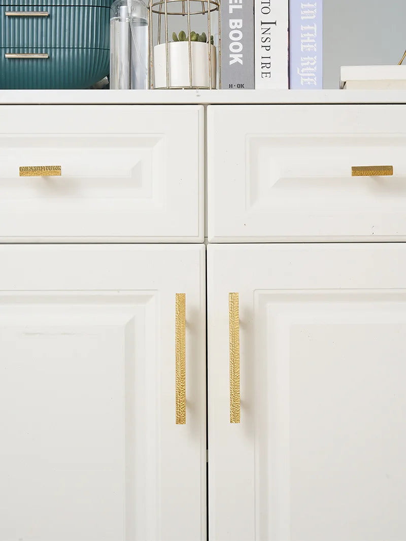 Solid Brass Wardrobe Handles Hammered Texture Handles Gold