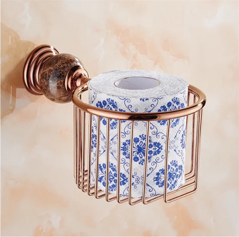 Bathroom Bath Shelf Rose Gold Paper Holder Towel