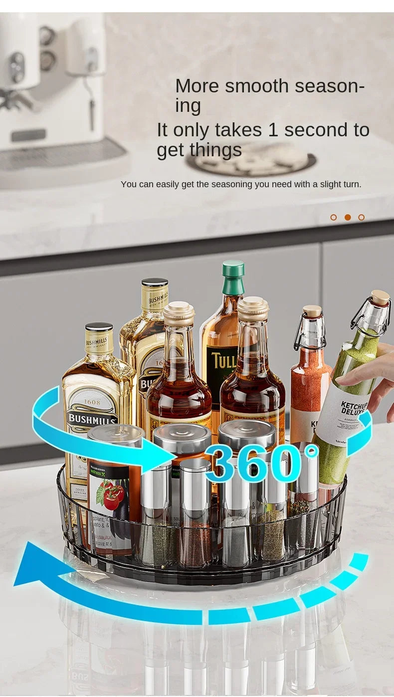 360 Rotating Seasoning Storage Tray Pantry Cabinet Turntable