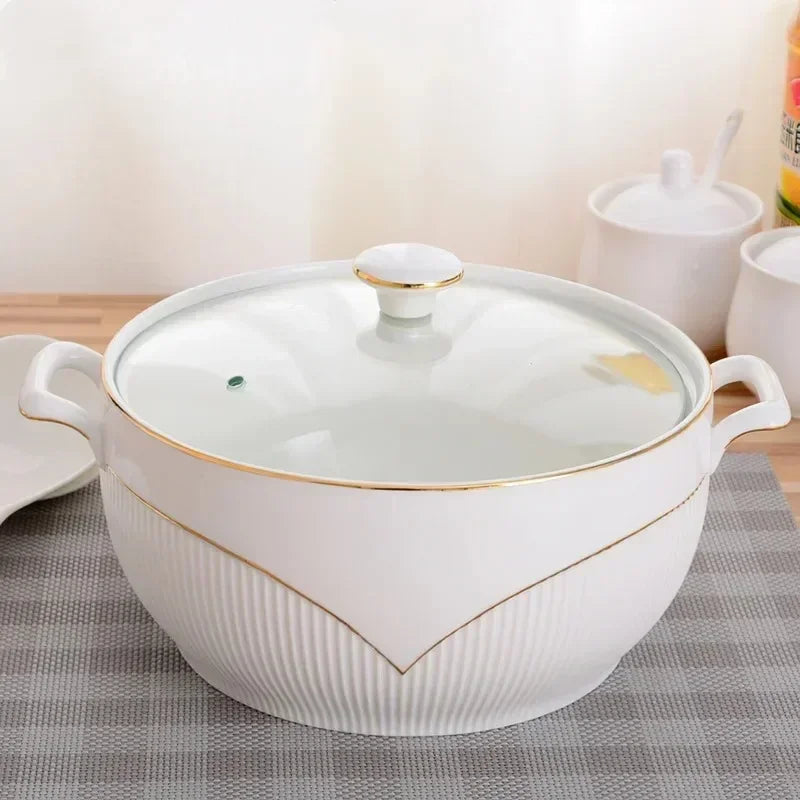 Ceramic Soup Pot White Round Nordic Phnom Penh