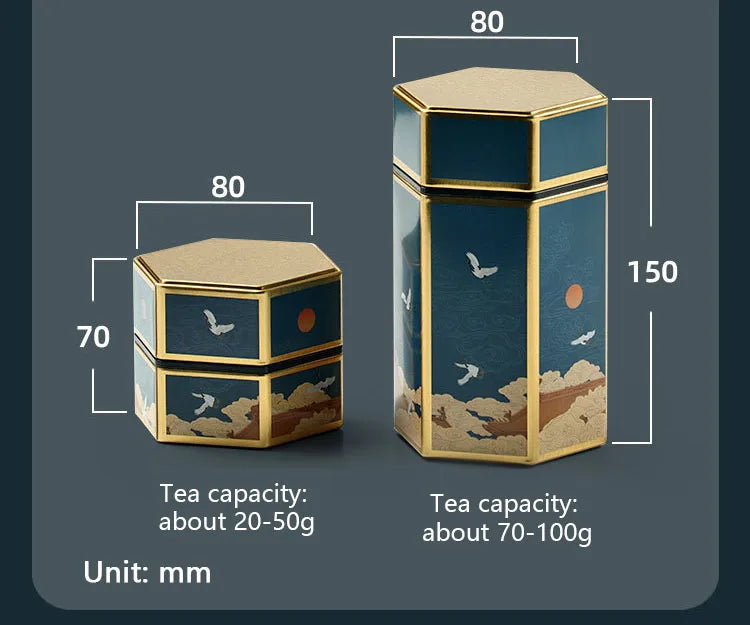 Tea Organizer Lids Hexagonal Tinplate Food Storage Jars