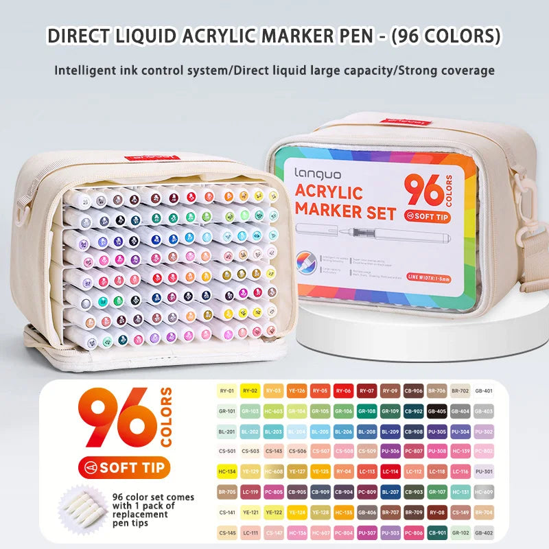 Languo 9pcs/Box Soft Brush Acrylic Marker Pen Diy