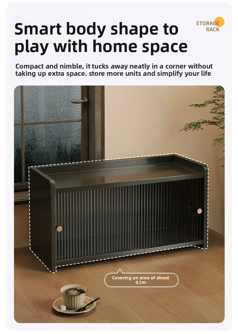 Desktop 2-Tier Countertop Storage Organizer Box Dustproof Fluted