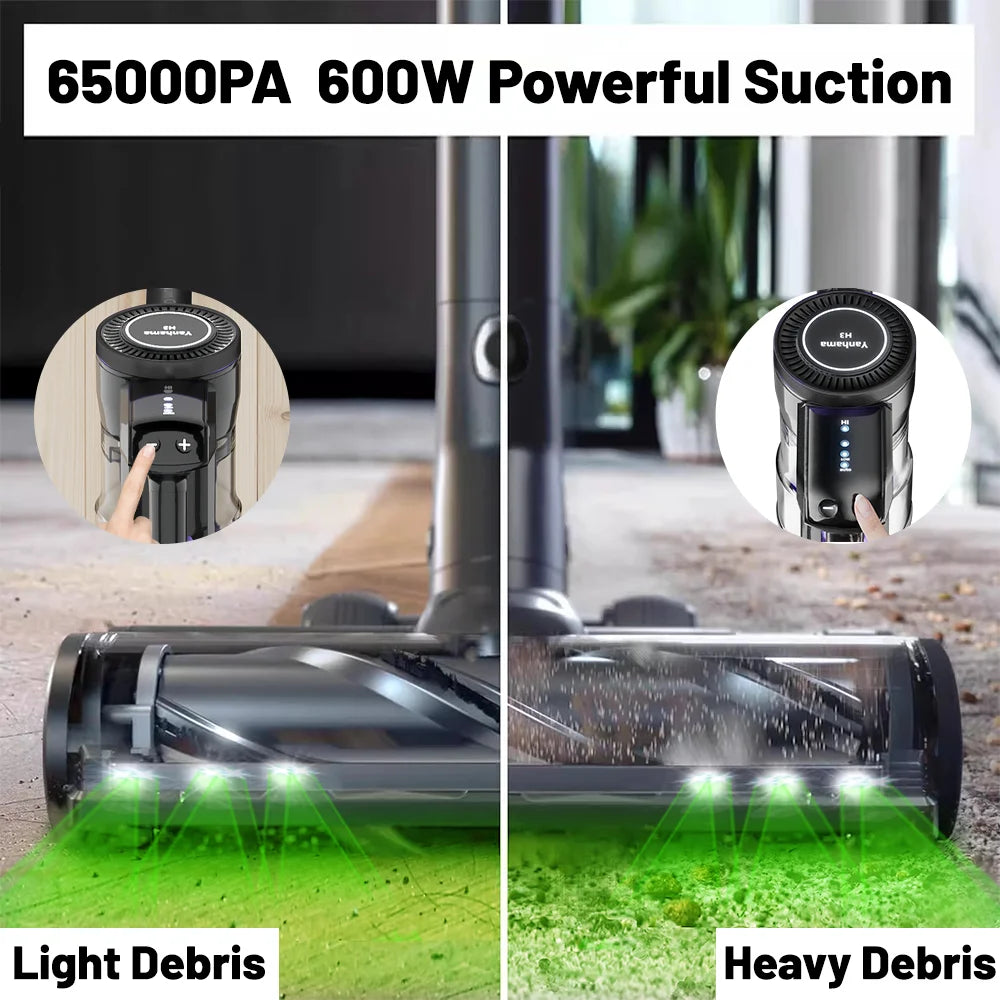 Yanhama 65kpa/600w 180 Foldable Cordless Vacuum Anti-Tangle Brush