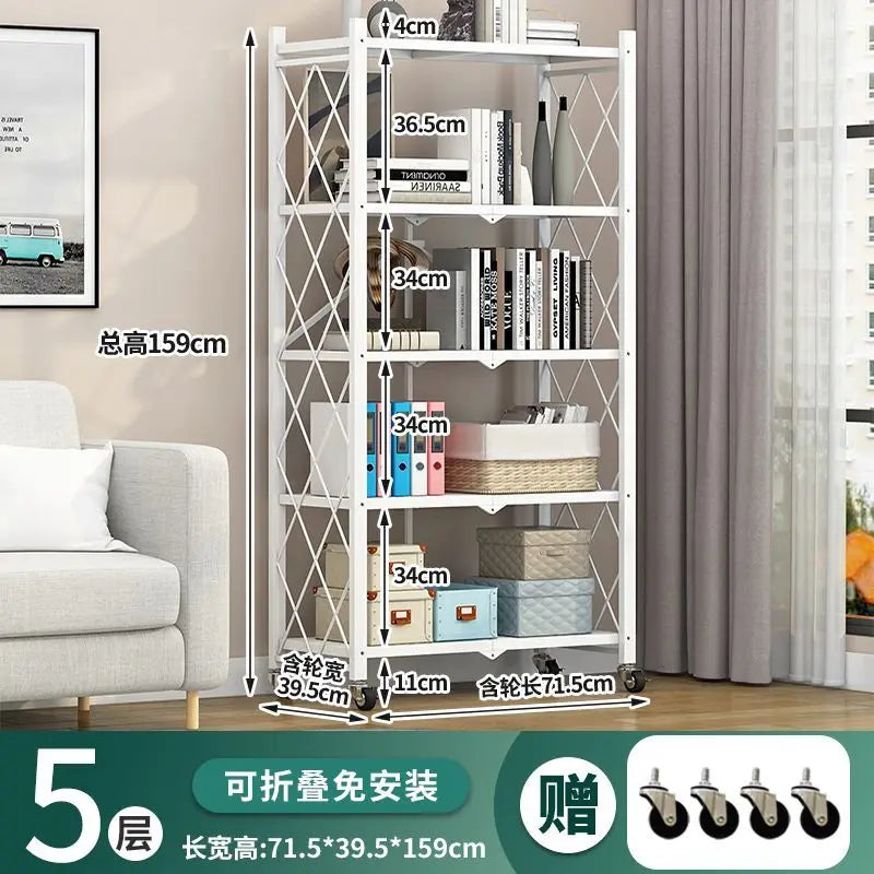 Foldable Large Iron Frame Storage Living Room Rack