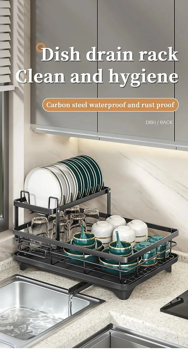 2-Tier Stainless Steel Dish Drying Rack Drainboard Rustproof