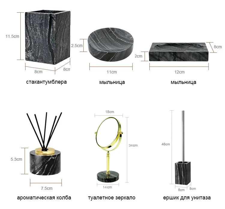 Black Natural Marble Stone Bathroom Luxury Toothbrush Holder