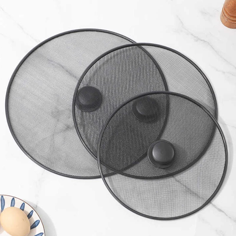 Black Splatter Screen Anti Grease Frying Pan Oil