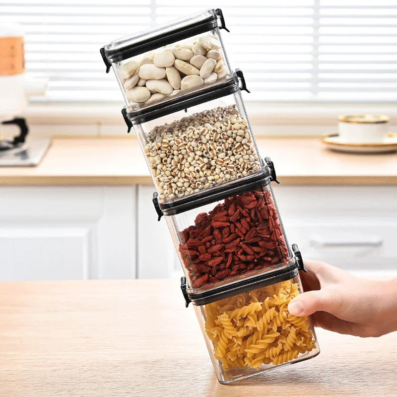 1-4pcs Sealed Jars Organizer Grain Storage Boxes Large