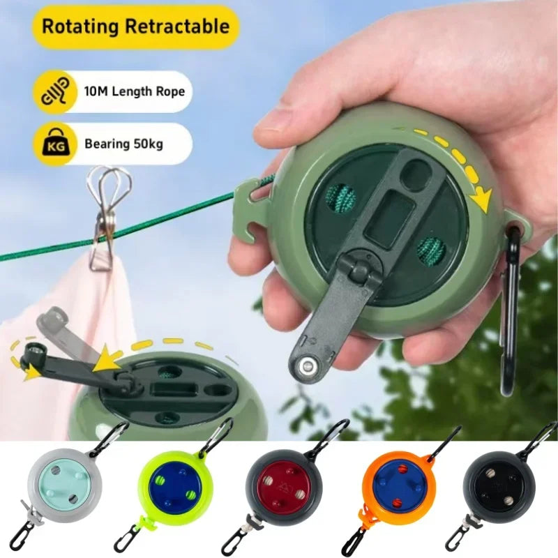 10m Retractable Clothesline Outdoor Travel Clothes Drying Rack