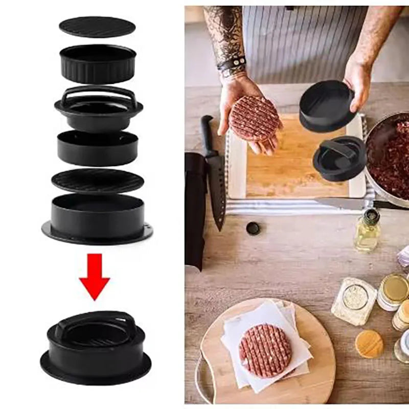 3in1 Round Hamburger Burger Press Beef Grill Food-Grade