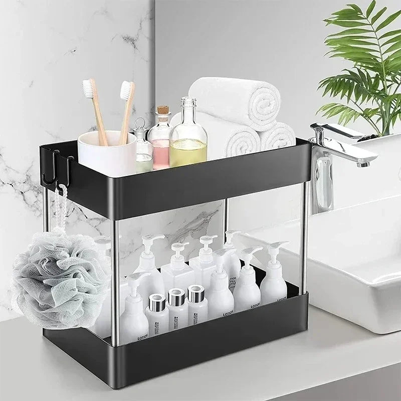 1/2 Under Sink Storage Organizer Tier Drawer Multipurpose