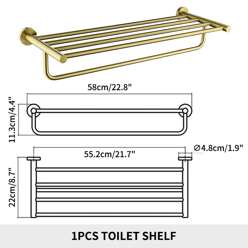 Bathroom Towel Rack Shelf Paper Holder Stainless Steel