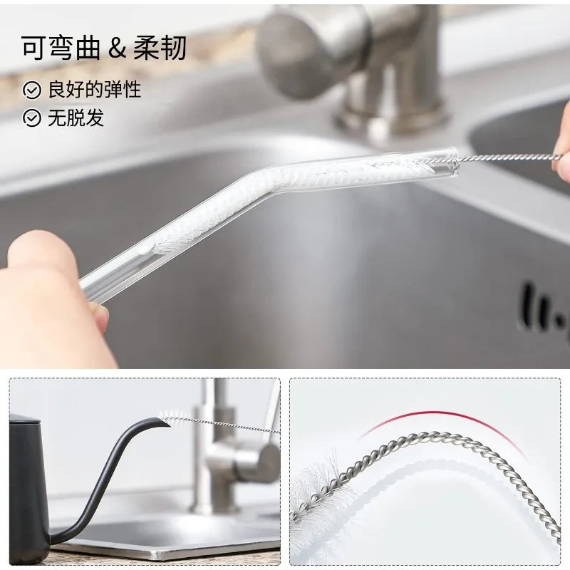 2-10Pcs Drinking Straw Cleaning Brush Kit tube brush Nylon Stainless Steel Long Handle Cleaning Brushes  for Baby Cup Bottles