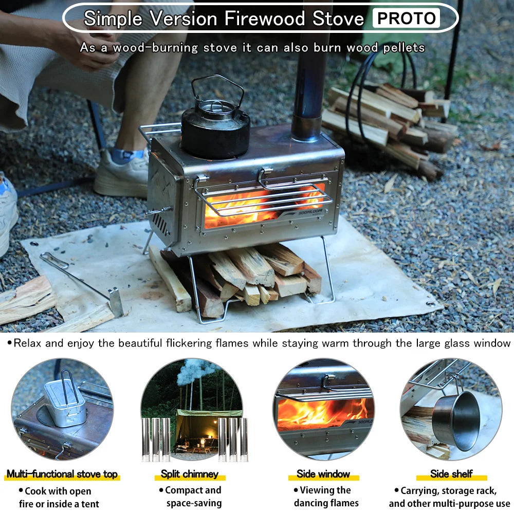 Soomloom Stainless Steel Firewood Stove Side Shelf Firewood