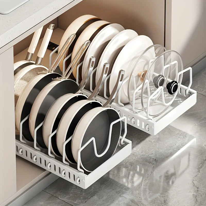 Pots Pans Organizer Under Cabinet Pull-Out Pots Pans