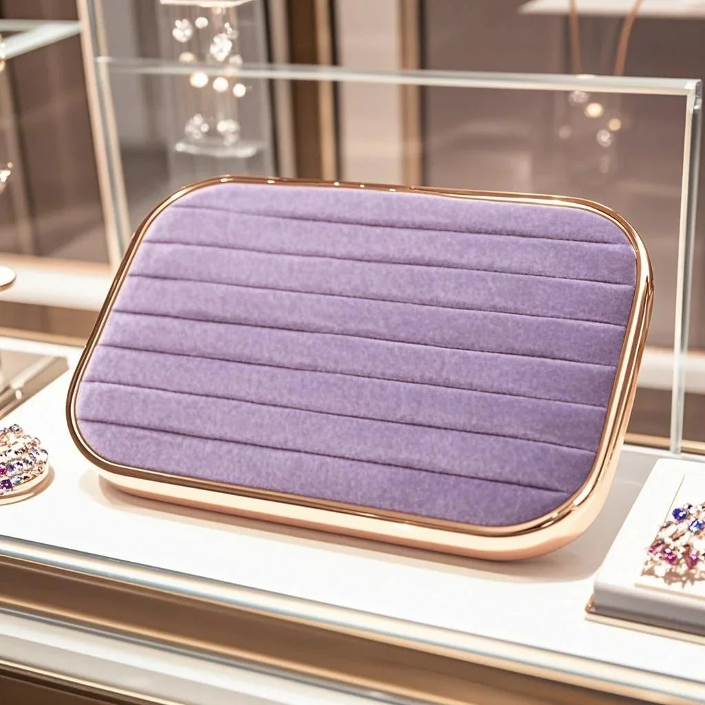 High-Grade Metal Frame Velvet Jewelry Display Tray Purple
