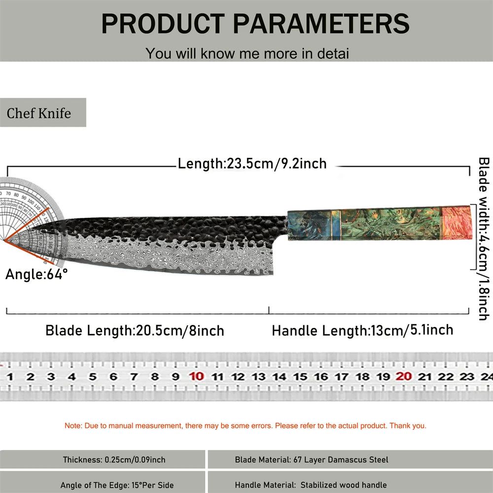 Professional Chef Knife Damascus Steel Slicing Knife Meat