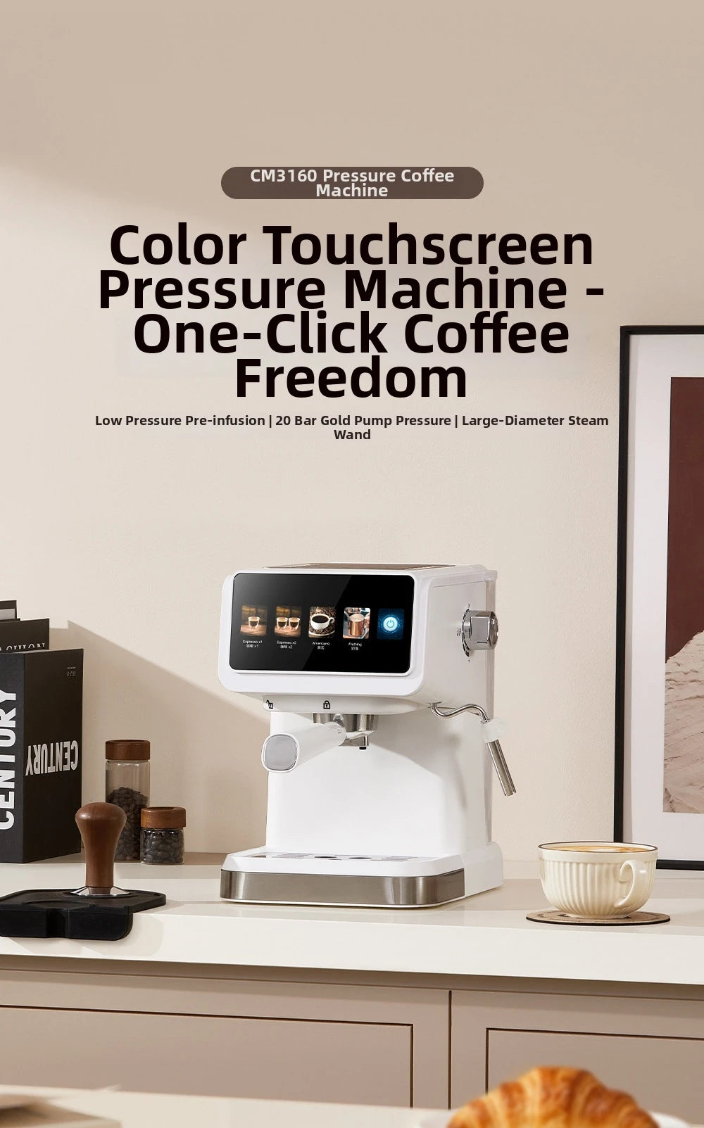 20bar Espresso Machine Steam Milk Frother Coffee Maker