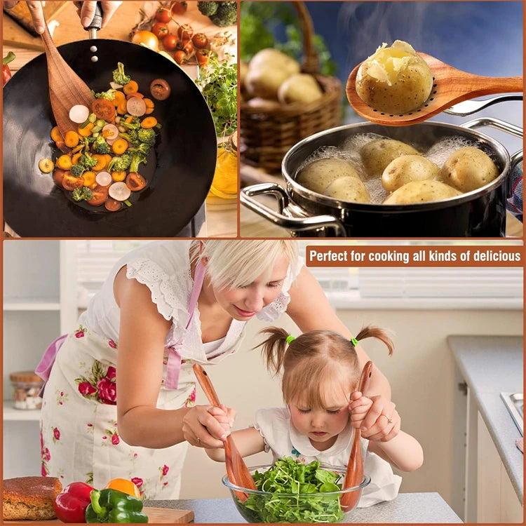 Wooden Utensil Natural Acacia Wood Cooking Utensils Durable