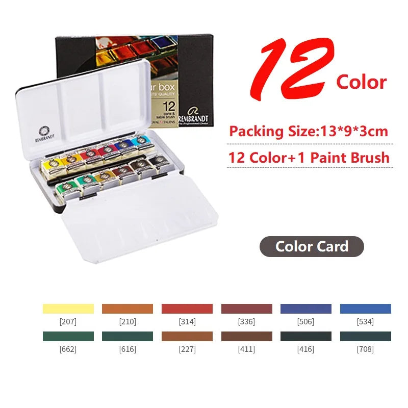 Rembrandt Artist Solid Watercolor Paint 48/36/24/12 Color Half