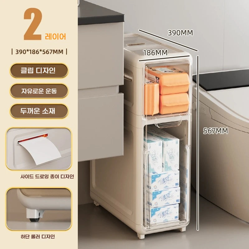 Drawer Type Bathroom Gap Cabinet Shelf Waterproof Storage