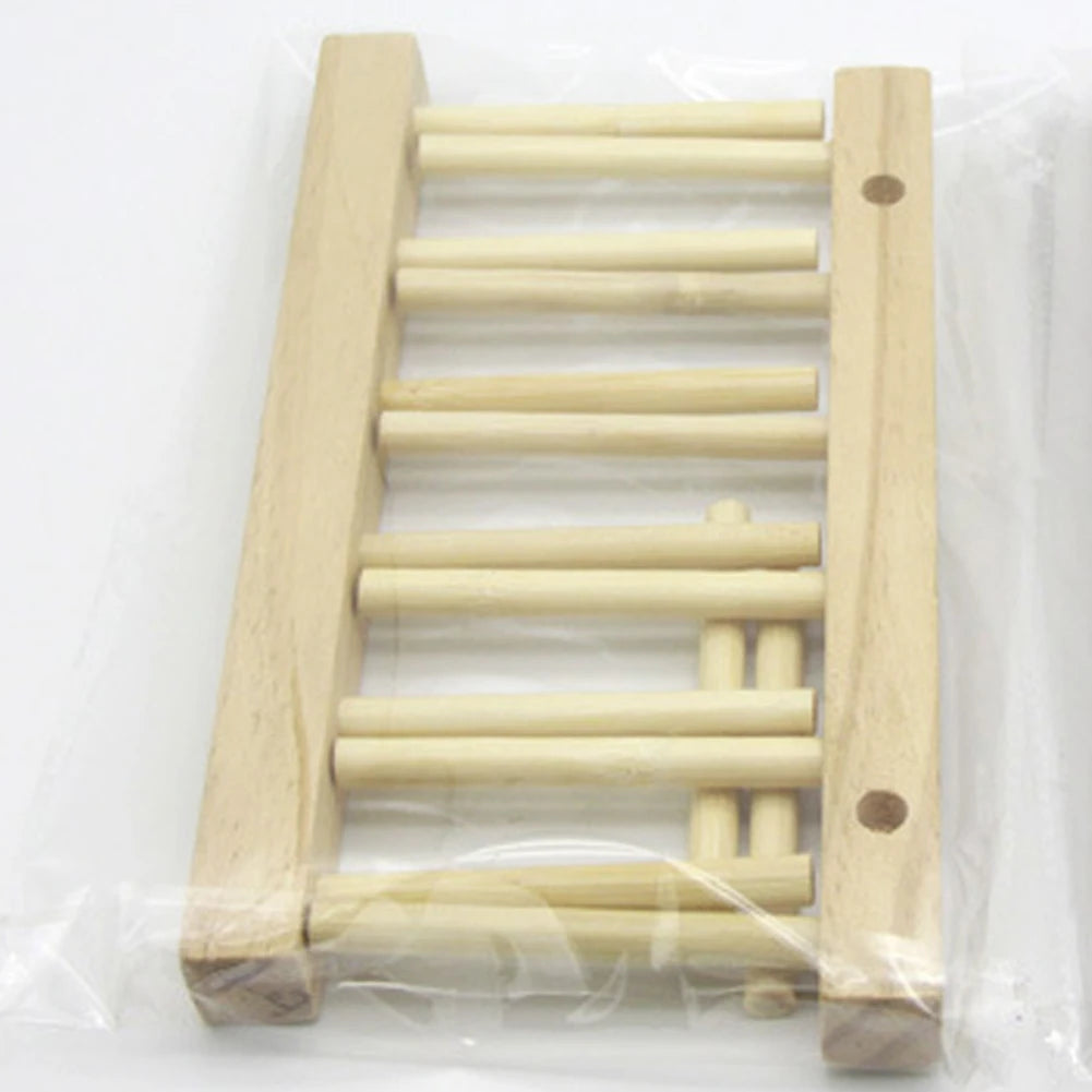 Wooden Dish Drain Rack Dinnerware Storage Organizer Tray