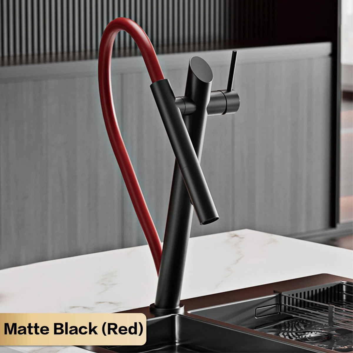 Aitana Luxury Brass Black Faucet Pull-Out Design Dual