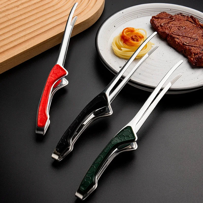 1pc Stainless Steel Tongs Serving Tongs Cooking Metal