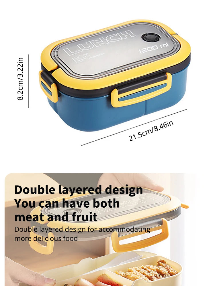 Double-Layer Lunch Box Compartment Fruit Food Box Microwave