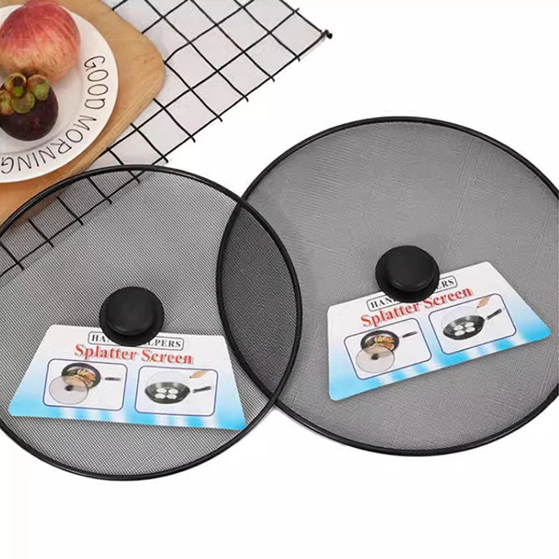 Black Splatter Screen Anti Grease Frying Pan Oil