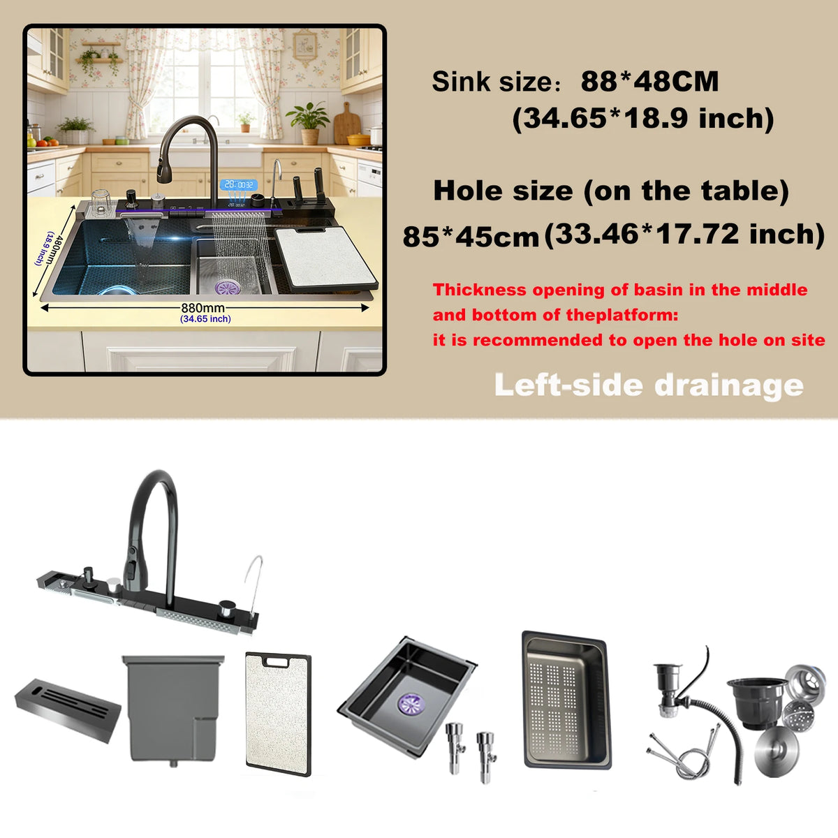 Stainless Steel Waterfall Sink Various Styles Sinks Digital