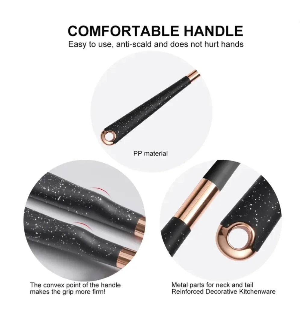1-Pack Silicone Utensils Non-Stick Cooking Gold Plated Heat