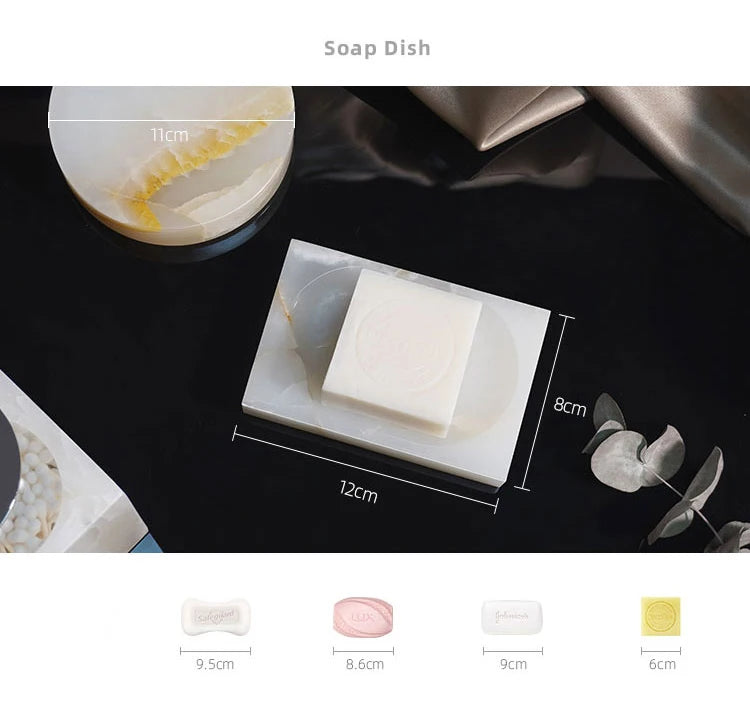 White Onyx Natural Marble Bathroom Luxury Soap Dispenser