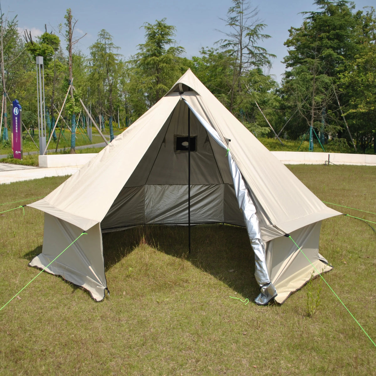 Person Large Pyramid Tent Four Seasons Camping Chimney