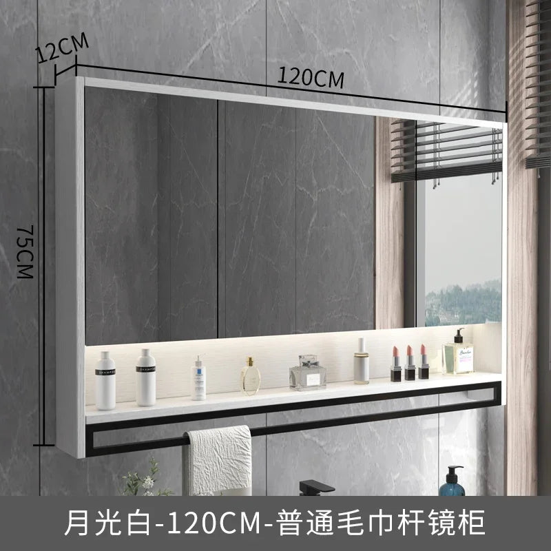 Smart Bathroom Mirror Cabinets Wall-Mounted Backlight Anti-Fog