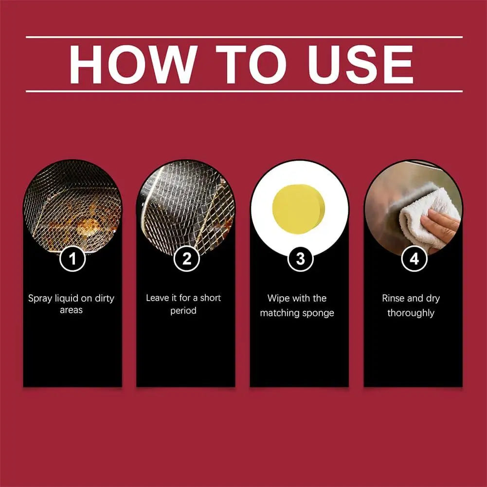 100ml Air Fryer Cleaner Spray Cleaning Sponge Removes